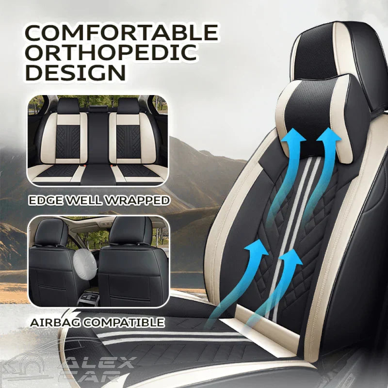 Zetas Car Seat Cushion Full Set Universal Waterproof Breathable Vehicle Leather Cover for Cars, SUV, Pick-up Truck